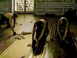 Scraping of wood floors.