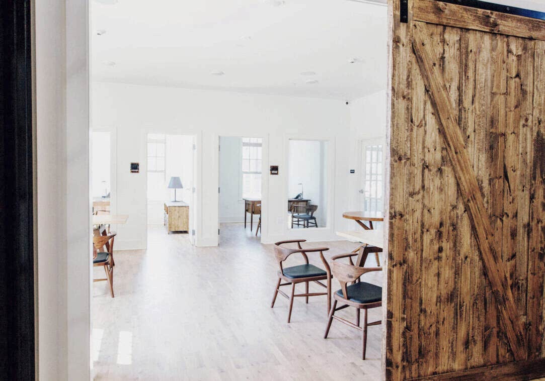 Bright open space with pale oak floors